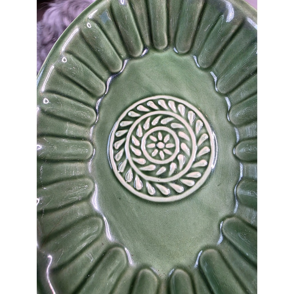 Savinio Designs Green Stoneware Oval Baking Medallion Casserole Pan 10.5in S4 - Picture 16 of 16